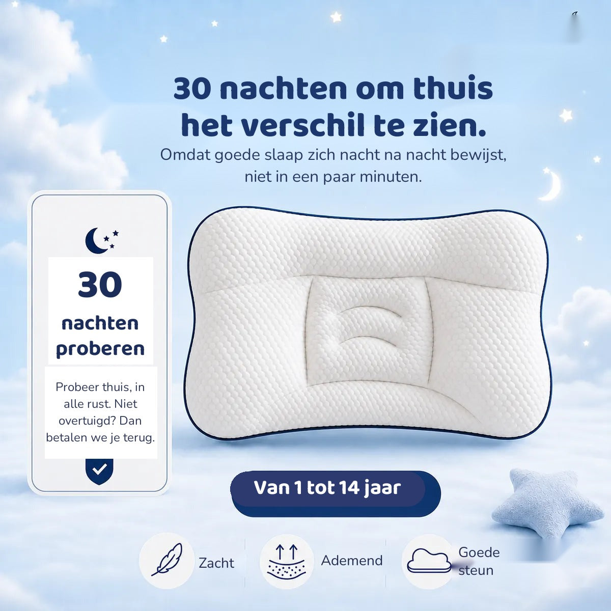 Het kinderkussen gemaakt voor zijn nek