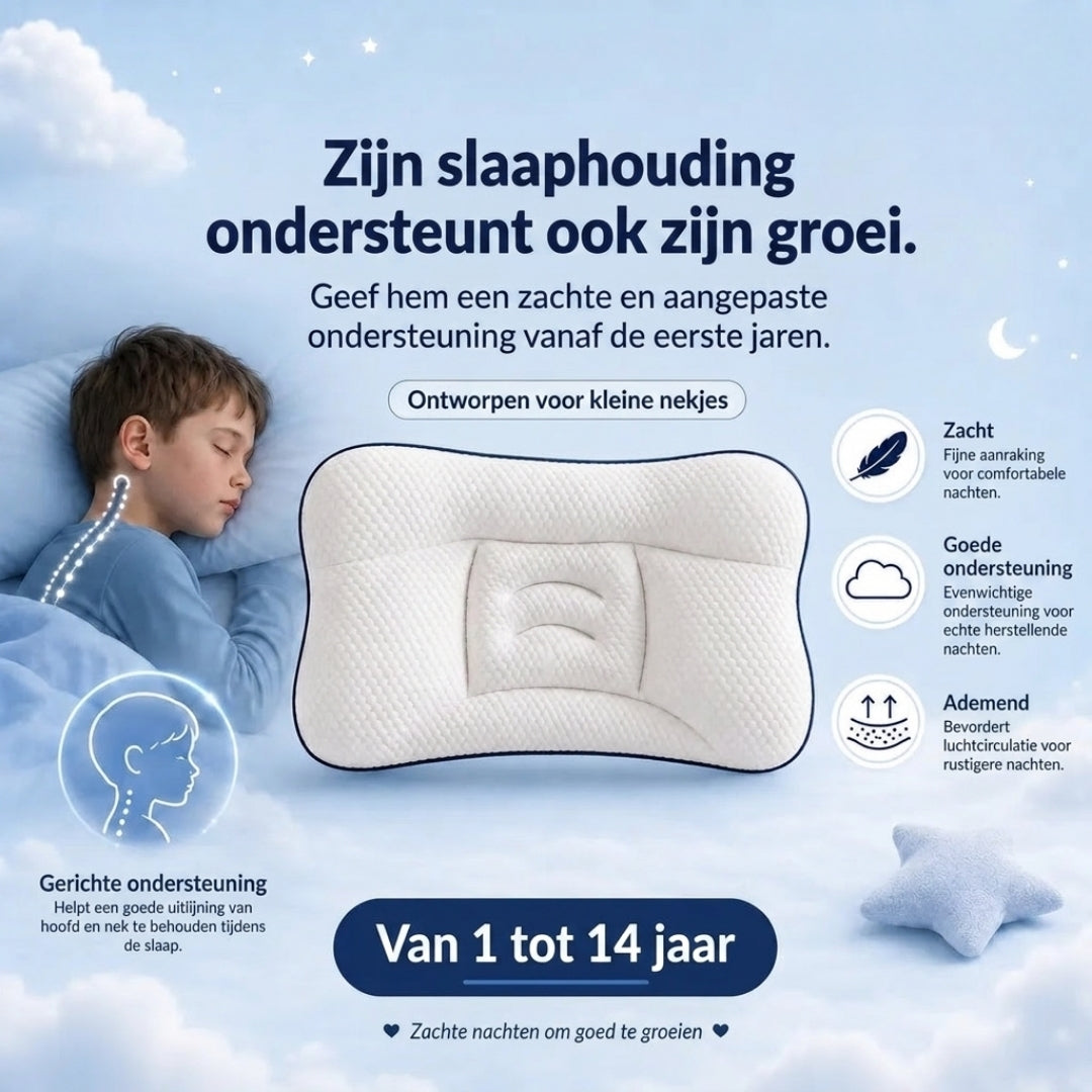 Het kinderkussen gemaakt voor zijn nek