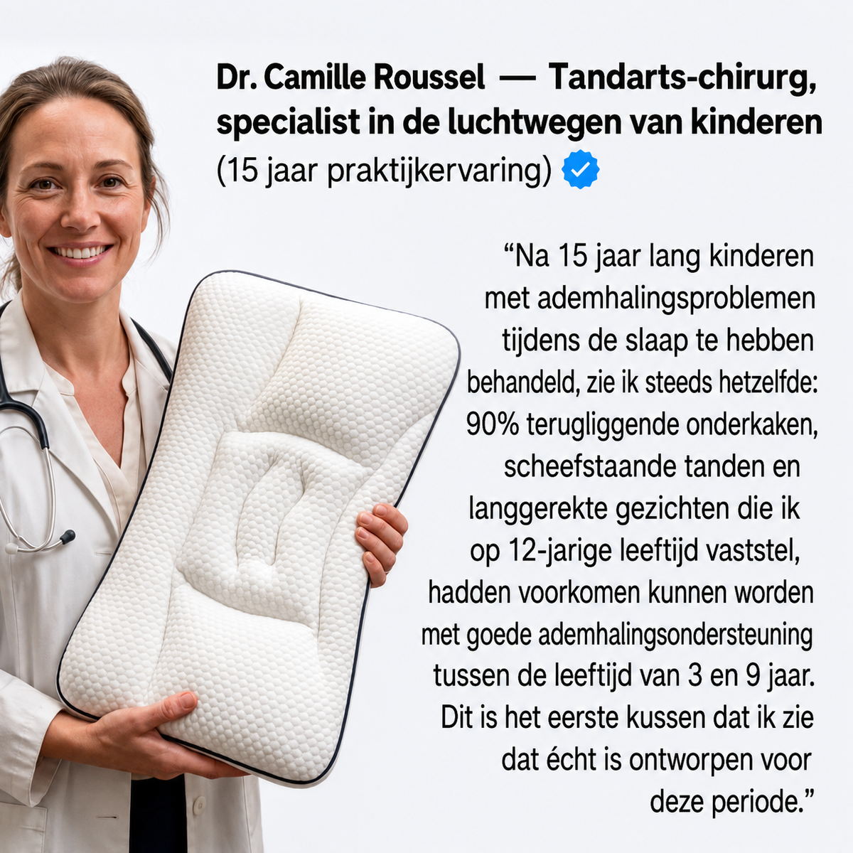 Het kinderkussen gemaakt voor zijn nek