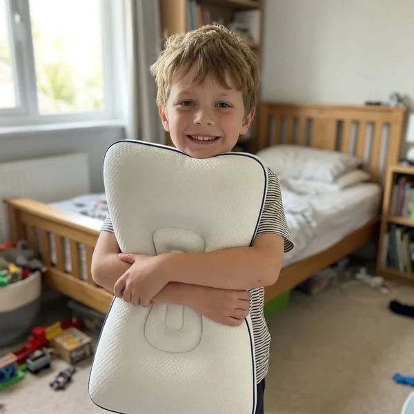 Het kinderkussen gemaakt voor zijn nek