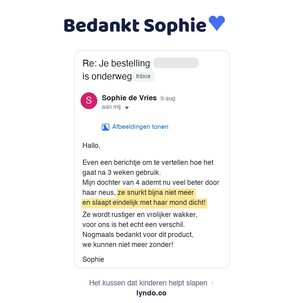 Het kinderkussen gemaakt voor zijn nek