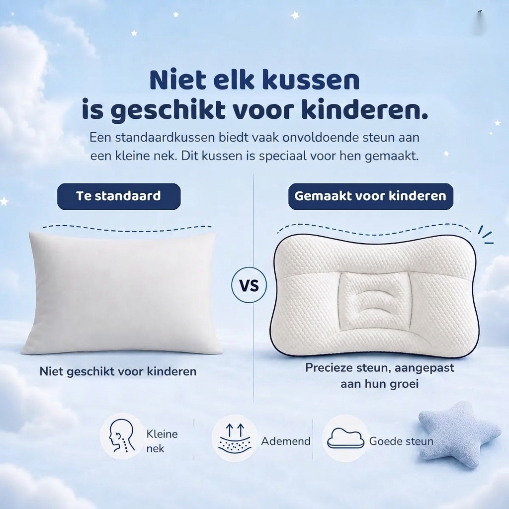 Het kinderkussen gemaakt voor zijn nek