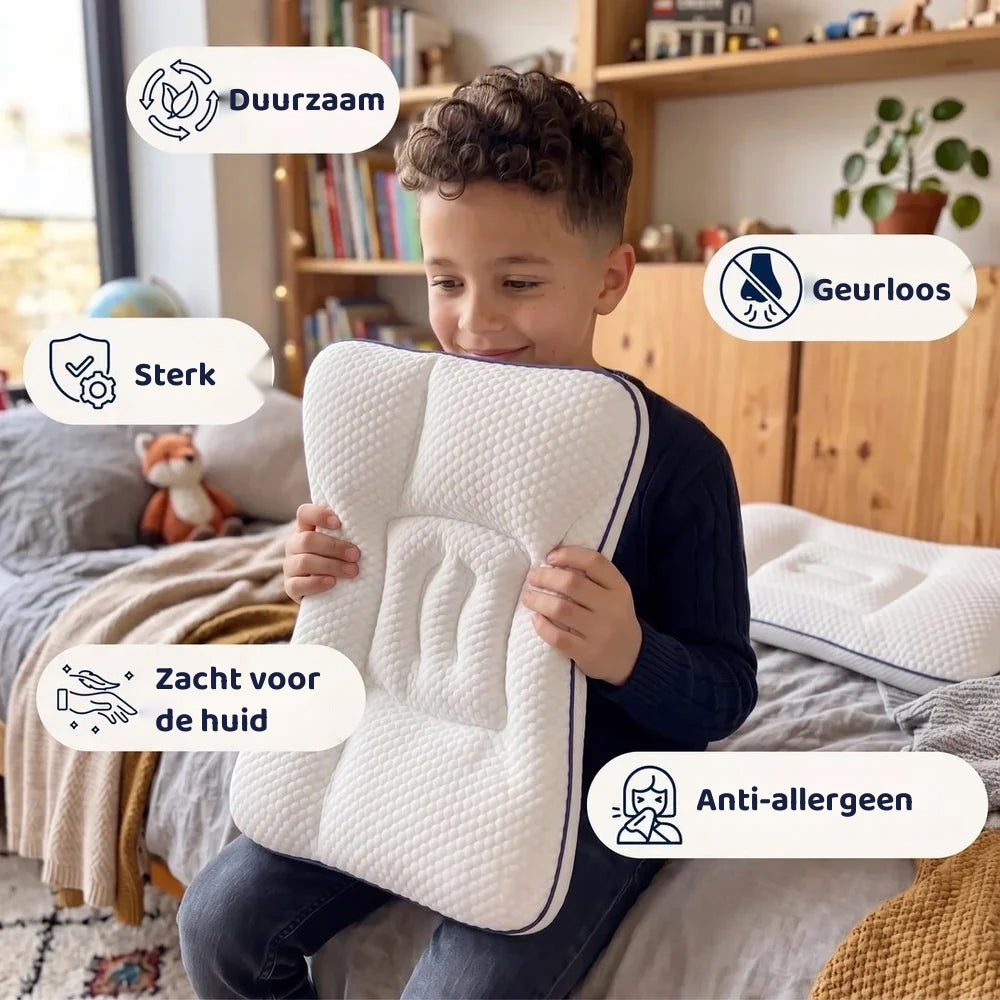 Het kinderkussen gemaakt voor zijn nek